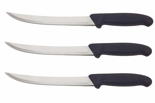 8” Breaking Butcher Knife - Black or Red Curved Blade - Cozzini Cutlery Imports