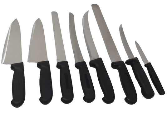 Knife Sets - Cozzini Cutlery Imports - Choose 5, 10, or 15 Piece Set - Black Handle