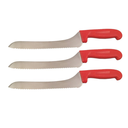3 Packs - 9 in Offset Bread Knives- Cozzini Cutlery Imports - Multiple Colors Available