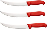 8” Breaking Butcher Knife - Black or Red Curved Blade - Cozzini Cutlery Imports