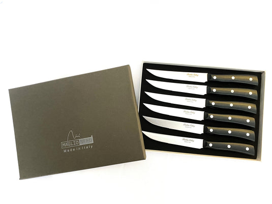 Maglio Nero - 6 pc Steak Knife Set - Premium Italian Knives by Cozzini Cutlery Imports