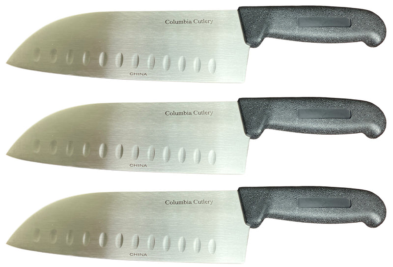 Load image into Gallery viewer, 8&quot; Santoku Knife Black Handle Columbia Cutlery - Slicing, Dicing, Mincing
