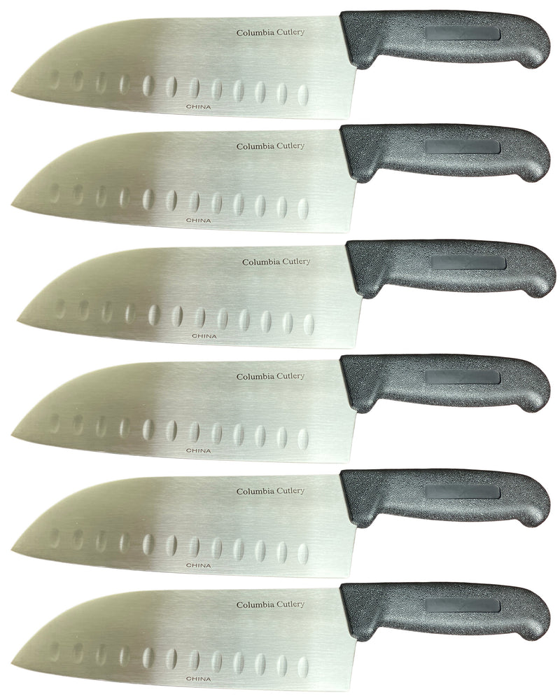 Load image into Gallery viewer, 8&quot; Santoku Knife Black Handle Columbia Cutlery - Slicing, Dicing, Mincing
