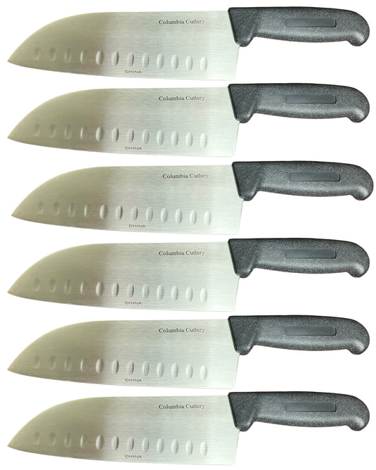 8" Santoku Knife Black Handle Columbia Cutlery - Slicing, Dicing, Mincing