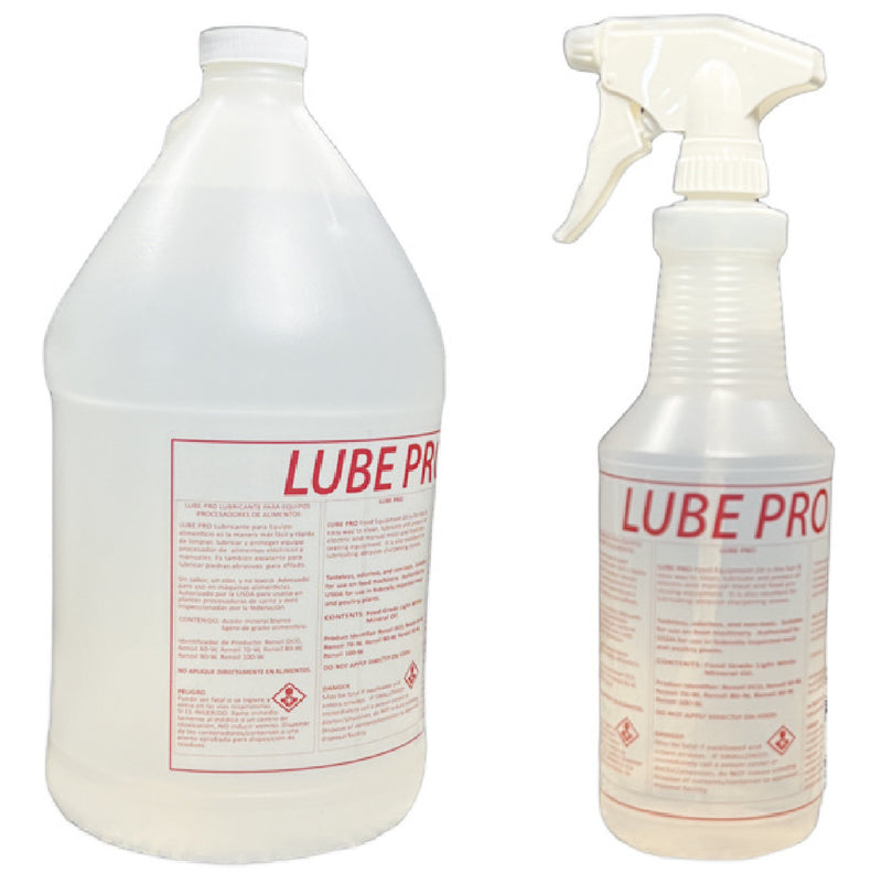 Load image into Gallery viewer, Lube Pro Food Equipment Oil - Quart bottle with Sprayer Plus Gallon Jug Refill Bottle - Easy, No Drip Application - Authorized by the USDA
