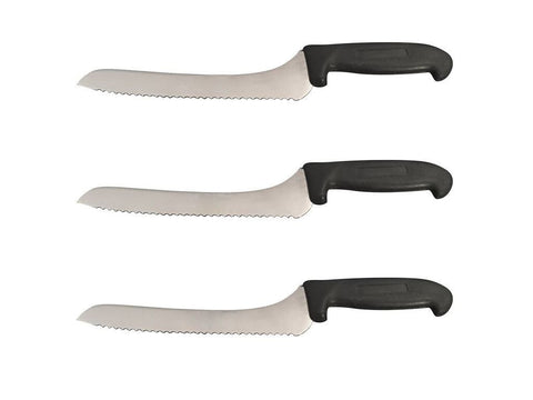 3 Packs - 9 in Offset Bread Knives- Cozzini Cutlery Imports - Multiple Colors Available
