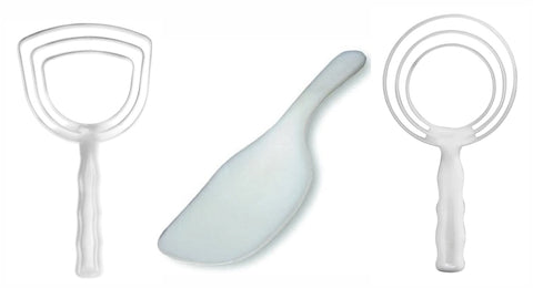Butcher Small Tools Pack - Square Bone Dust Scraper, Round Bone Dust Scraper, and Hamburger Paddle - Cozzini Cutlery Imports
